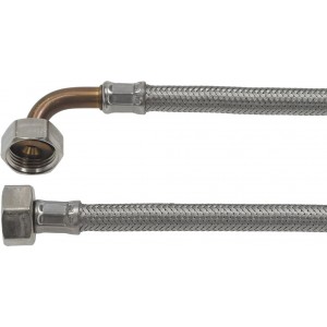 Stainless Steel Braided Pipe / Hose 1/2 Inch 1500mm Long 1.5 meter - 90°